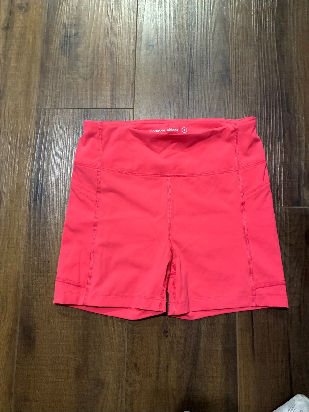 Outdoor Voices Coral-Red High-Rise Athletic Shorts